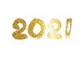 2021 gold glitter grunge lettering Royalty Free Stock Photo