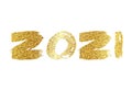 2021 gold glitter grunge lettering Royalty Free Stock Photo