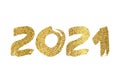 2021 gold glitter grunge lettering Royalty Free Stock Photo