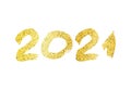 2021 gold glitter grunge lettering Royalty Free Stock Photo