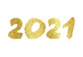 2021 gold glitter grunge lettering Royalty Free Stock Photo