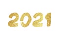 2021 gold glitter grunge lettering Royalty Free Stock Photo