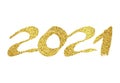 2021 gold glitter grunge lettering Royalty Free Stock Photo