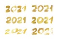 2021 gold glitter grunge lettering Royalty Free Stock Photo