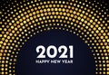 2021 Happy New Year of gold glitter pattern in circle form