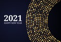 2021 Happy New Year of gold glitter pattern in circle form