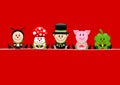 Red Card Ladybug Fly Agaric Chimney Sweep Pig And Cloverleaf Royalty Free Stock Photo