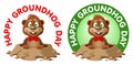 Hapy Groundhog day. Funny cartoon marmot congratulates you.