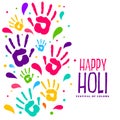 Hapy holi colorful hand prints background design