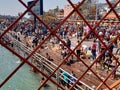 Har ki Pauri tempe River Ganges (ganga) devotees mob at Haridwar during indian fest Shiva Ratri at Haridwar Uttarakhand Royalty Free Stock Photo