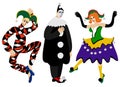 ÃÂ¡haracters of the mask comedy. Harlequin, Pierrot, Columbine.