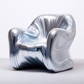 Shiny Metal Chair With Distorted Form: A Postmodern Mashup