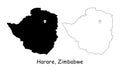 Harare, Zimbabwe. Detailed Country Map with Location Pin on Capital City.