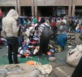 A used clothes market scene in Zimbabwe.