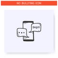 Harassing text message icon.Outline sketch drawing Royalty Free Stock Photo