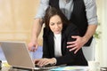 Harassment with a boss touching to his secretary