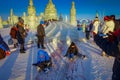 Harbin, China - February 9, 2017: Harbin International Ice and Snow Sculpture Festival is an annual winter festival that Royalty Free Stock Photo