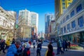 Harbin, China - February 9, 2017: Zhongyang pedestrian street, central street is a popular and commercial long corridor