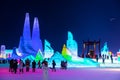 HARBIN, CHINA - JAN 15, 2020: Harbin International Ice and Snow Sculpture Festival is an annual winter festival that takes place