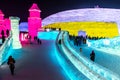 HARBIN, CHINA - JAN 15, 2020: Harbin International Ice and Snow Sculpture Festival Royalty Free Stock Photo