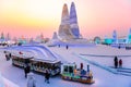 HARBIN, CHINA - JAN 15, 2020: Harbin International Ice and Snow Sculpture Festival Royalty Free Stock Photo