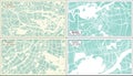 Harbin, Dongguan, Hangzhou and Guangzhou China City Maps Set in Retro Style