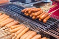 Harbin red sausage on a stick Royalty Free Stock Photo
