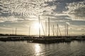 Harbolle Havn - marina, sailing yachts, Mon, Denmark, Europe, sunset