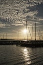 Harbolle Havn - marina, sailing yachts, Mon, Denmark, Europe, sunset