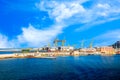 The harbor of Ancona, Italy with ships loaded Royalty Free Stock Photo