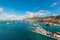 Harbor approaching St. Thomas, Charlotte Amalie, United States Virgin Islands USVI in the Caribbean Royalty Free Stock Photo