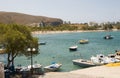 Harbor beach Pollonia Milos Cyclades Greek island Royalty Free Stock Photo