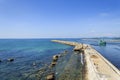 Harbor with blue sea Royalty Free Stock Photo
