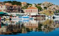 Harbor with boats at Molyvos Greece Royalty Free Stock Photo