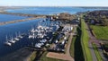 Bruinisse in the Netherlands an European fishing village with sailboats in the marina.