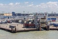 Harbor Calais with trucks waiting for embarking at ferry England