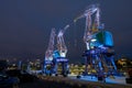 Harbor cranes on the boulevards of Szczecin