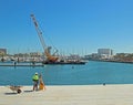 Harbor development build under construction Barcelona Royalty Free Stock Photo