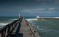 Harbor entrance of Capbreton on the atlantic coast Royalty Free Stock Photo