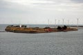 Harbor entrance of Copenhagen with a wind farm Royalty Free Stock Photo