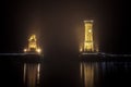 Harbor entrance of Lindau Lake Constance at night Royalty Free Stock Photo