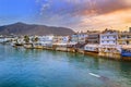 The harbor of the famous resort Chersonissos, Crete, Greece .