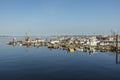 Harbor with fishermens boats and private yachts in Provincetown, Cape Cod, USA in afternoon sun Royalty Free Stock Photo