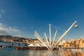 Harbor of Genoa with the architectural structure designed by Renzo Piano and called Bigo in the foreground Royalty Free Stock Photo