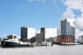 Harbor of Hamburg with boats and Elbphilharmonie concert hall