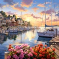 Harbor Haven: A bustling marina with boats of all shapes and sizes Royalty Free Stock Photo