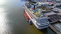 Harbor Homecoming: Carnival Sunshine Docks in Charleston After 5-Day Caribbean Cruise Royalty Free Stock Photo