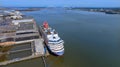 Harbor Homecoming: Carnival Sunshine Docks in Charleston After 5-Day Caribbean Cruise Royalty Free Stock Photo