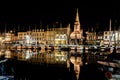 Harbor in Honfleur, Normandy, France at night