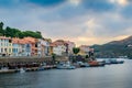 Harbor and houses of Port-Vendres at morning in France Royalty Free Stock Photo